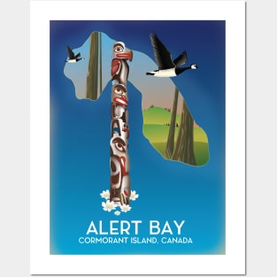 Alert Bay Cormorant Island, Canada map Posters and Art